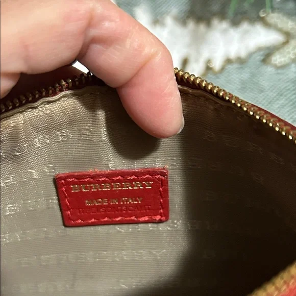 Burberry Tan and Red Pouch - Picture 5 of 7